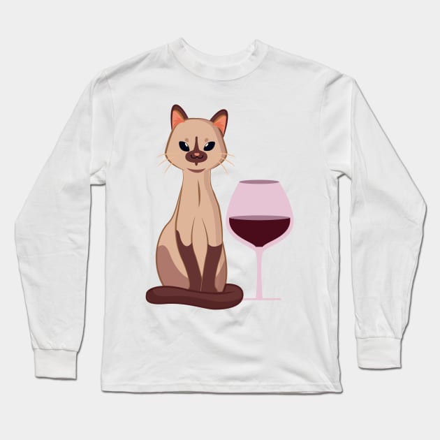 Easily Distracted by Cats and Wine Long Sleeve T-Shirt by nathalieaynie